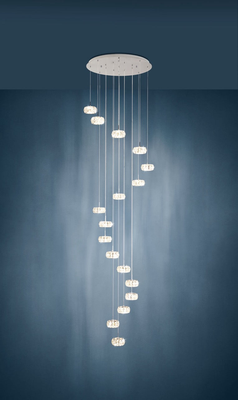 EGLO Corliano 1 Lámpara de techo colgante LED regulable acero cristal cromo claro 39546