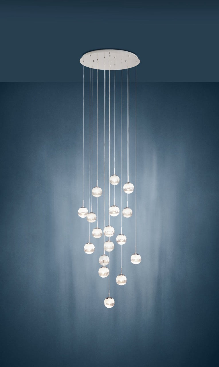 EGLO Montefio 2 Lámpara de techo colgante LED regulable acero vidrio cristal cromo blanco 39547