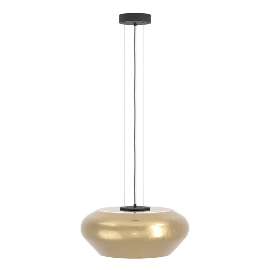 EGLO Priorat Lámpara de techo colgante acero vidrio negro dorado 39595
