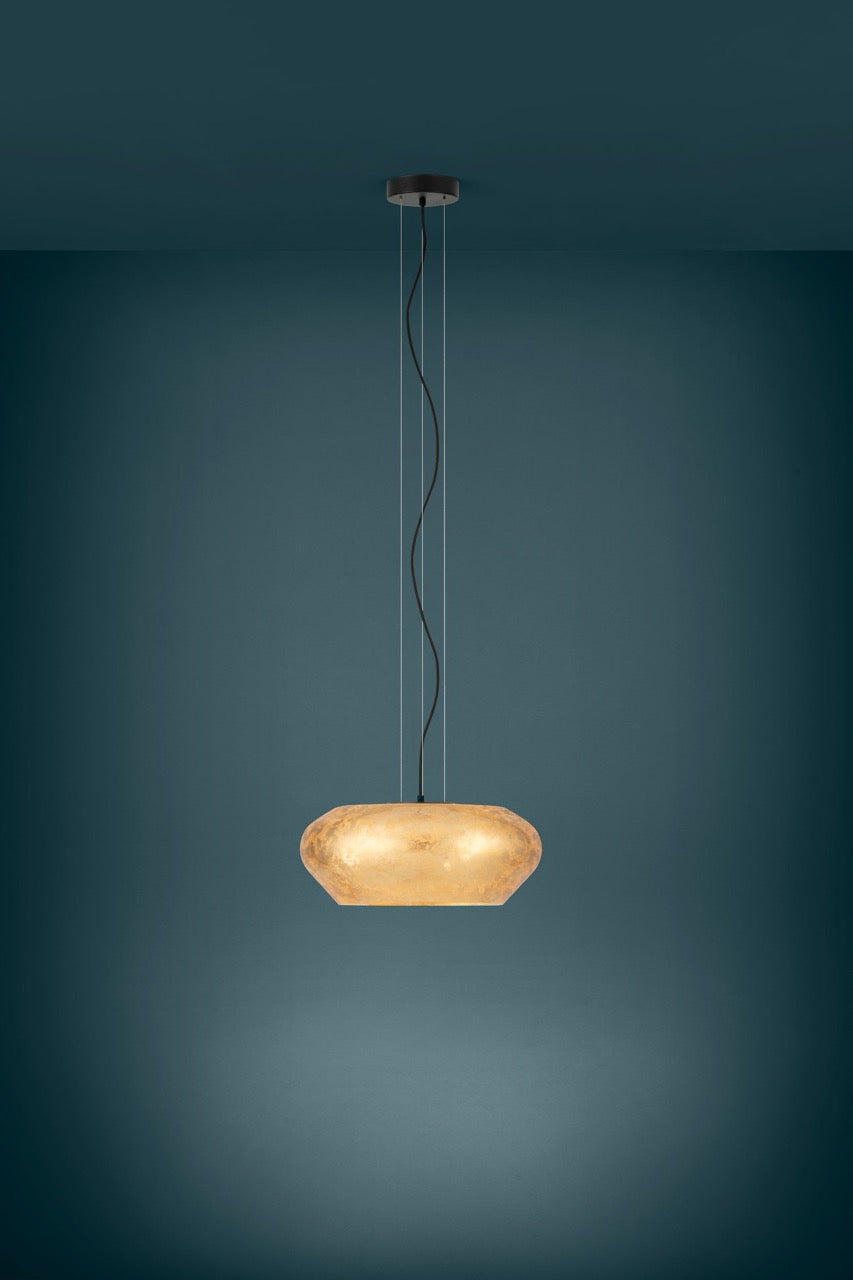 EGLO Priorat Lámpara de techo colgante acero vidrio negro dorado 39595