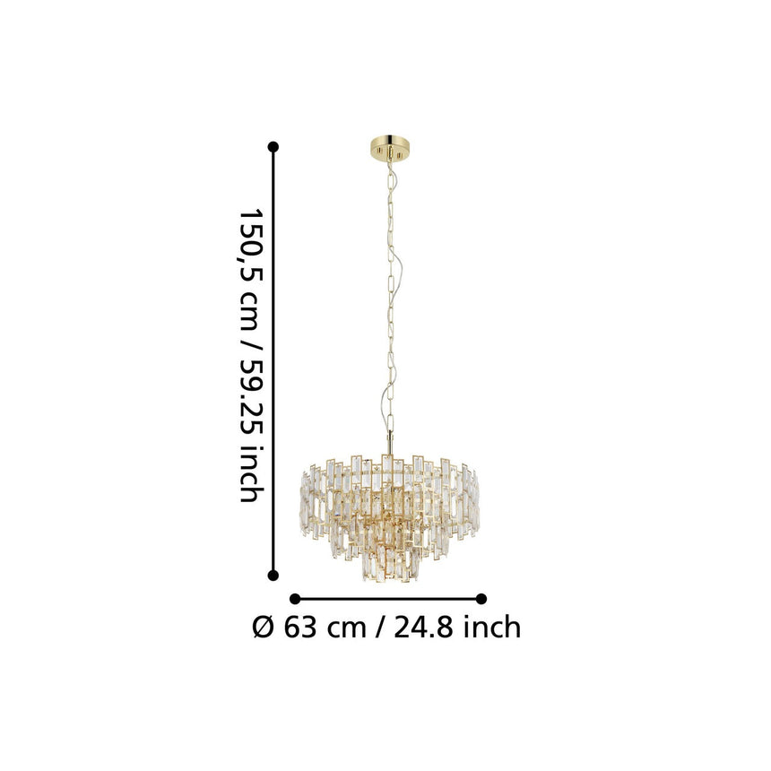 EGLO Calmeilles Lámpara de techo colgante acero cristal latón claro 39613