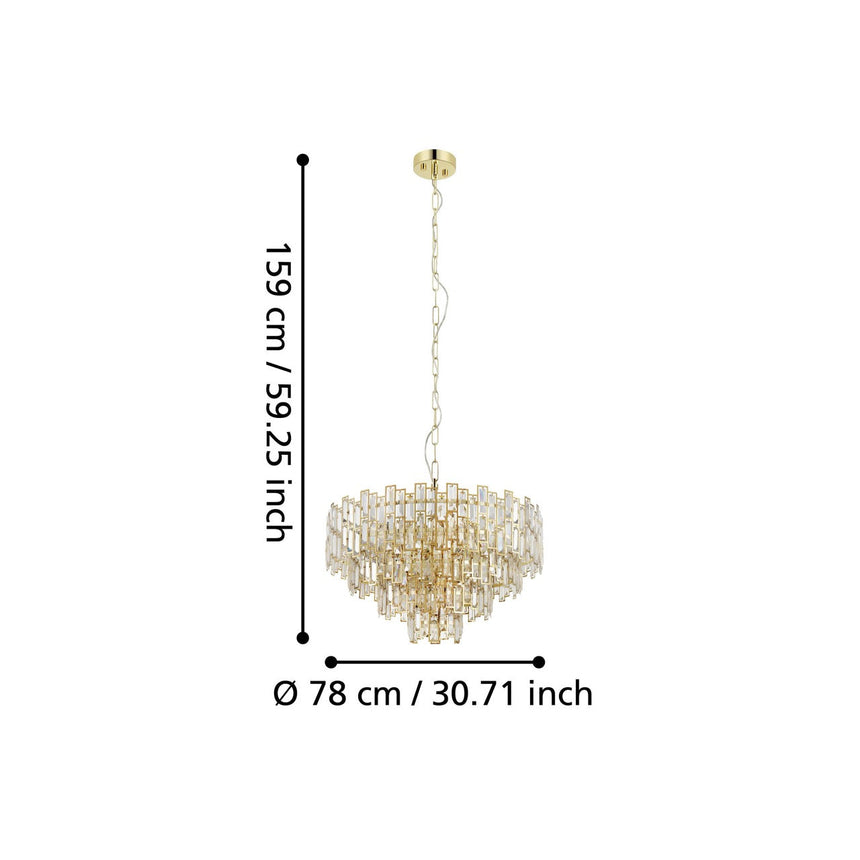 EGLO Calmeilles Lámpara de techo colgante acero cristal latón claro 39614