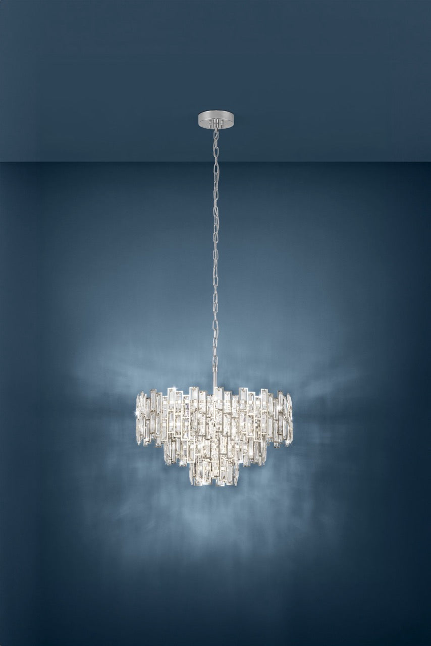 EGLO Calmeilles 1 Lámpara de techo colgante acero cristal cromo claro 39626