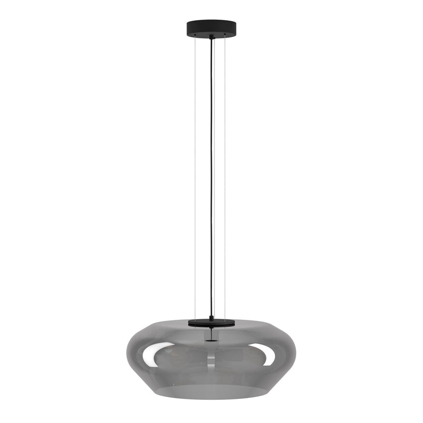 EGLO Priorat Lámpara de techo colgante acero vidrio vaporizado negro negro transparente 39658