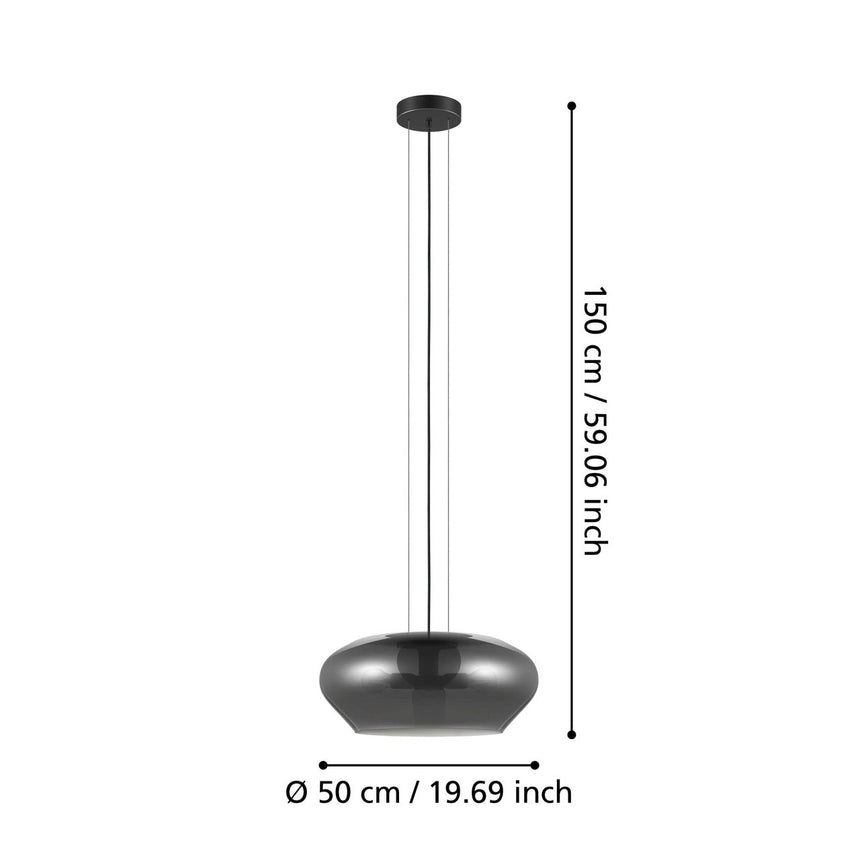 EGLO Priorat Lámpara de techo colgante acero vidrio vaporizado negro negro transparente 39658