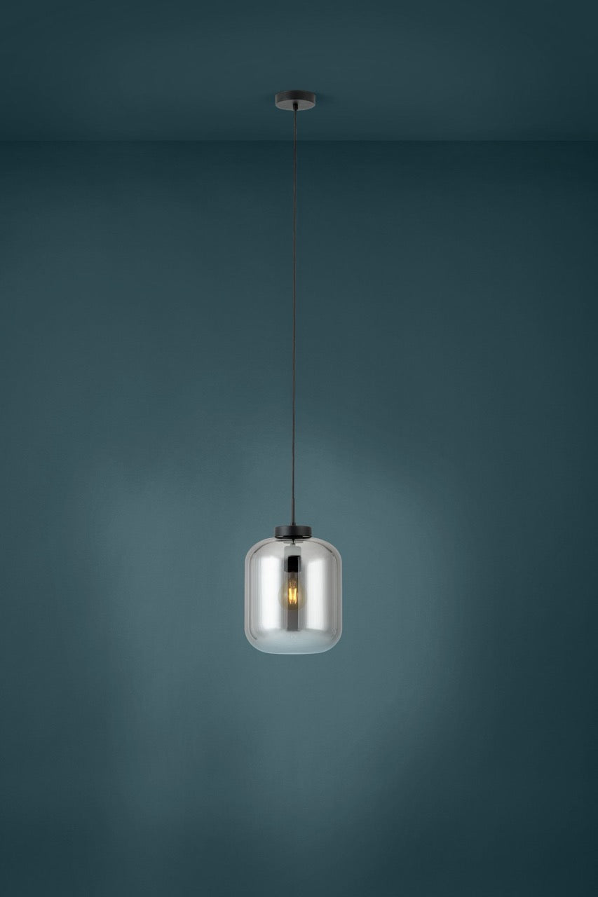 EGLO Bulciago Lámpara de techo colgante acero vidrio vaporizado negro negro transparente 39673