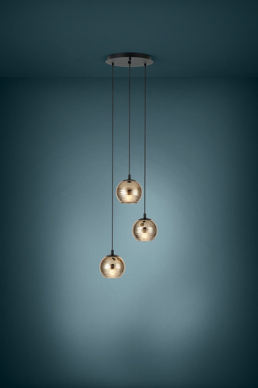 EGLO Lemorieta Lámpara de techo colgante acero vidrio vaporizado negro dorado 39685