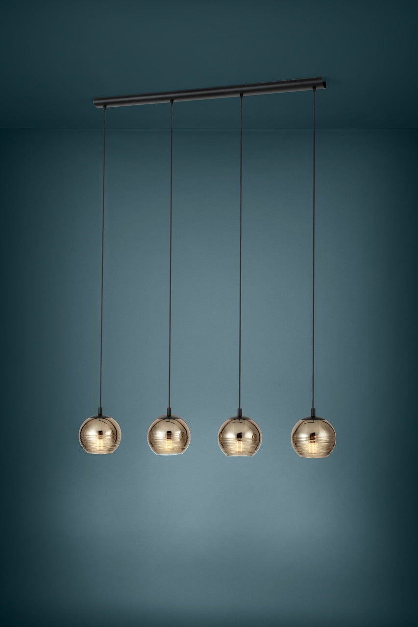 EGLO Lemorieta Lámpara de techo colgante acero vidrio vaporizado negro dorado 39686