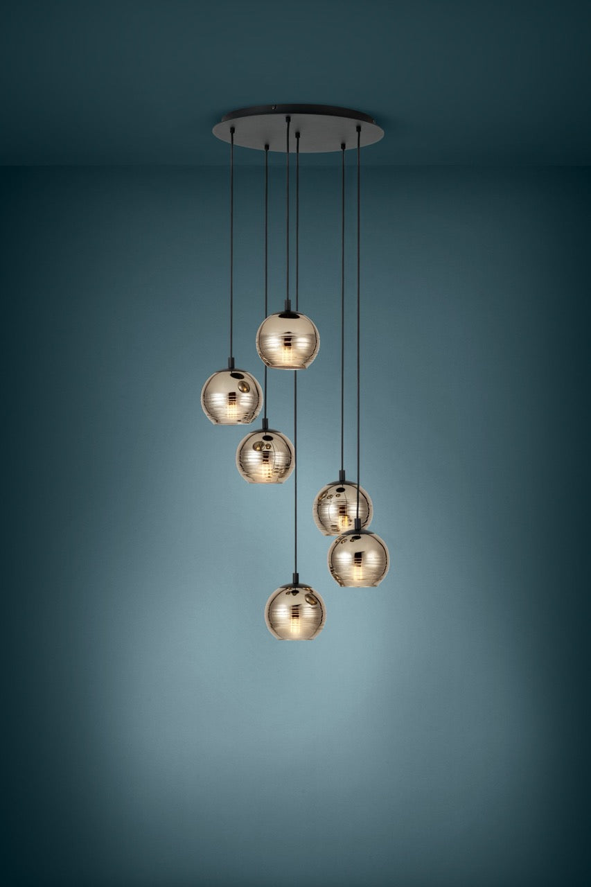 EGLO Lemorieta Lámpara de techo colgante acero vidrio vaporizado negro dorado 39687