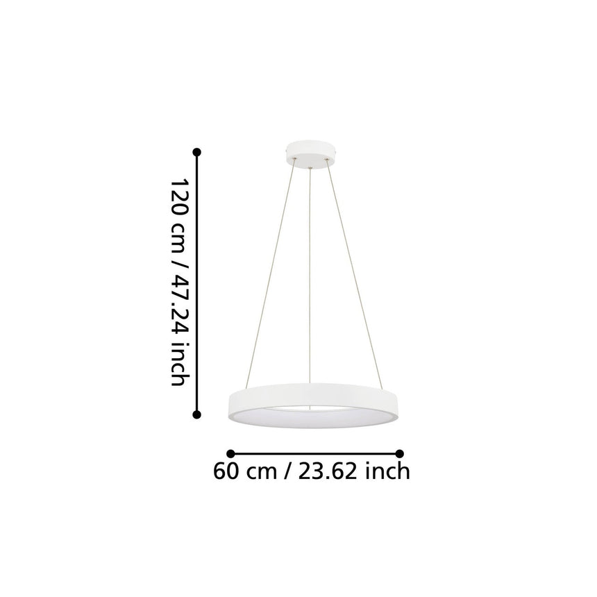 EGLO Campo Rosso Lámpara de techo colgante LED regulable acero plástico blanco blanco 39688