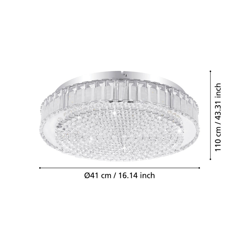 EGLO Balparda Plafón LED regulable acero cristal cromo claro 39746