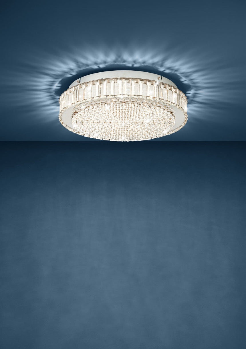 EGLO Balparda Plafón LED regulable acero cristal cromo claro 39746