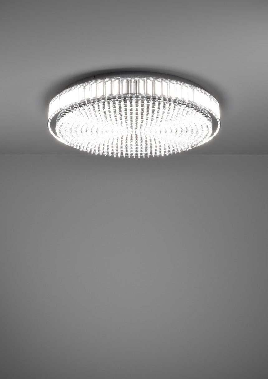 EGLO Balparda Plafón LED regulable 2 luces acero cristal cromo claro 39747