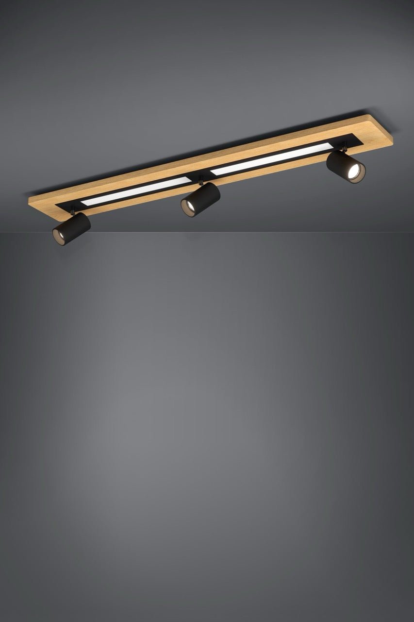 EGLO Torrestralle Plafón LED 2 luces maderaacero plástico cafénegro blanco 39749