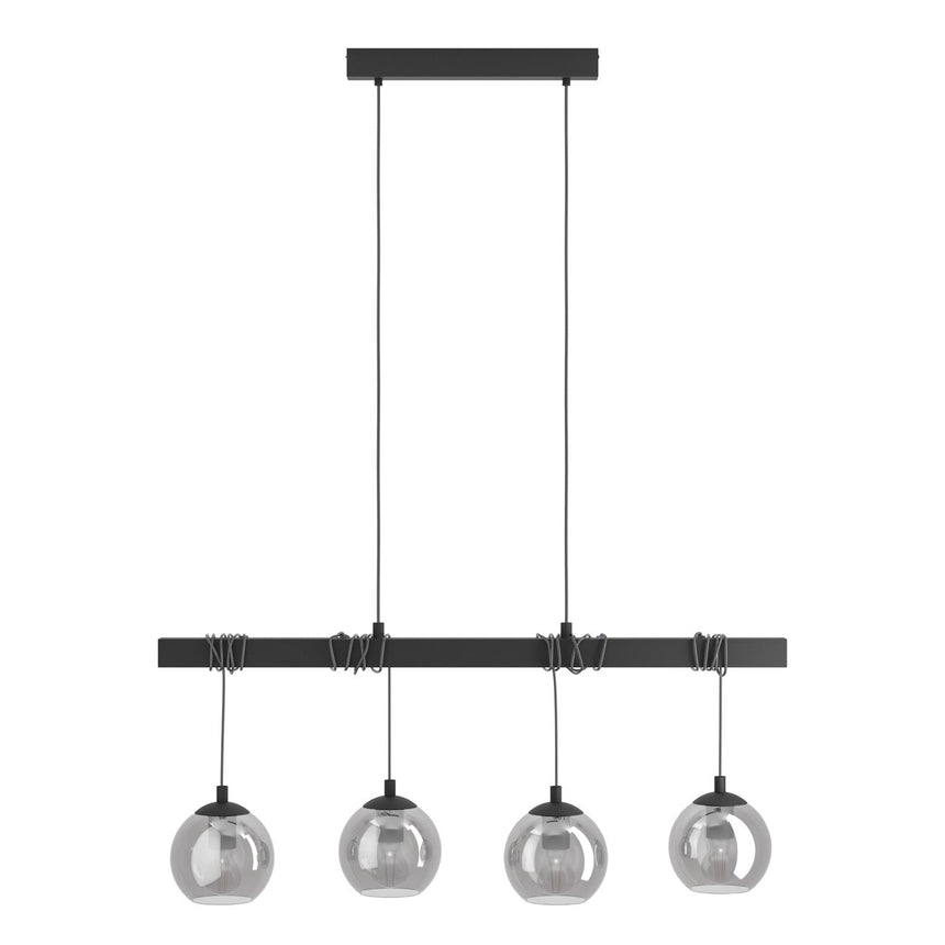 EGLO Argallo Lámpara de techo colgante acero vidrio vaporizado negro negro transparente 39761