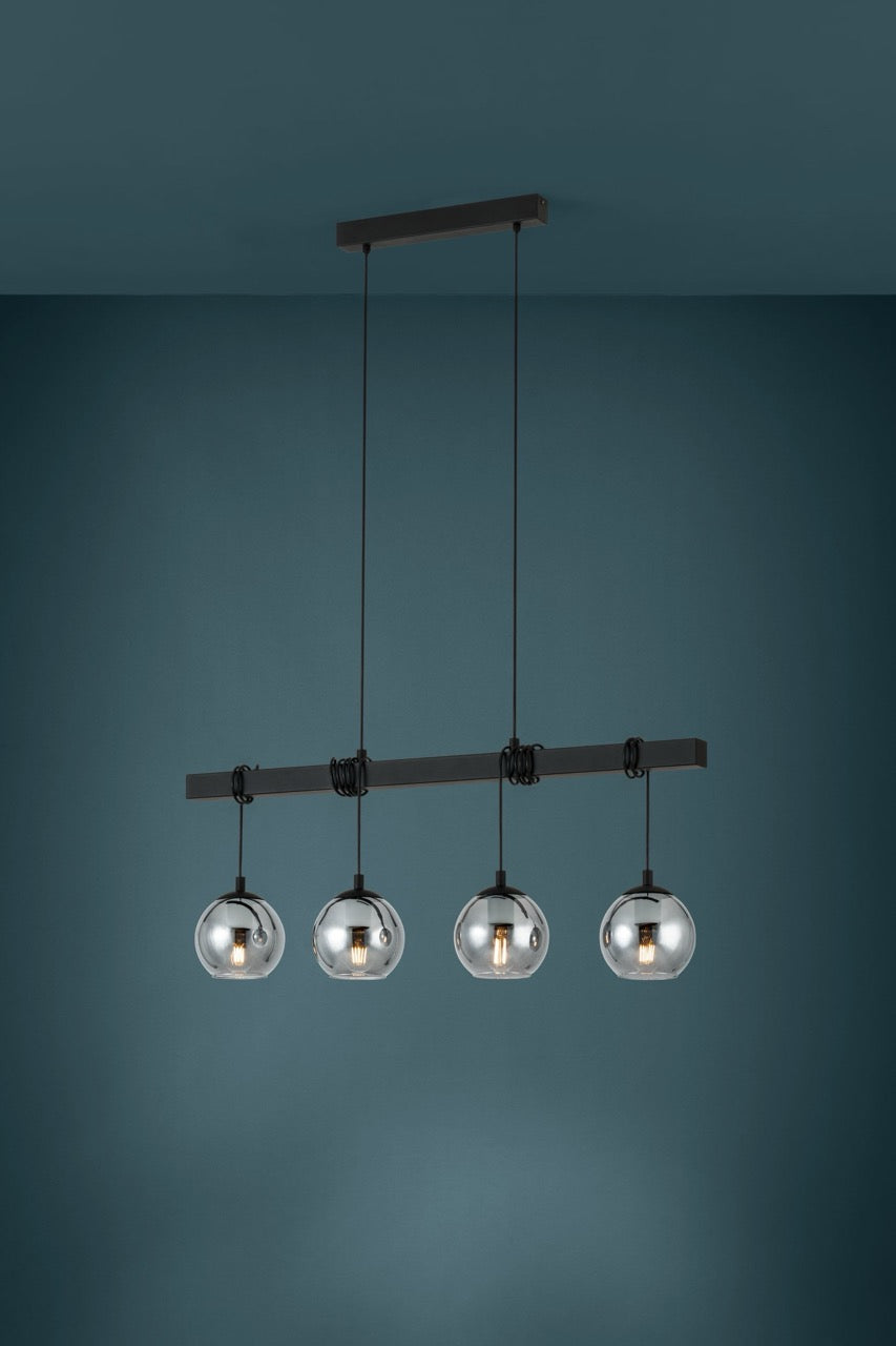 EGLO Argallo Lámpara de techo colgante acero vidrio vaporizado negro negro transparente 39761