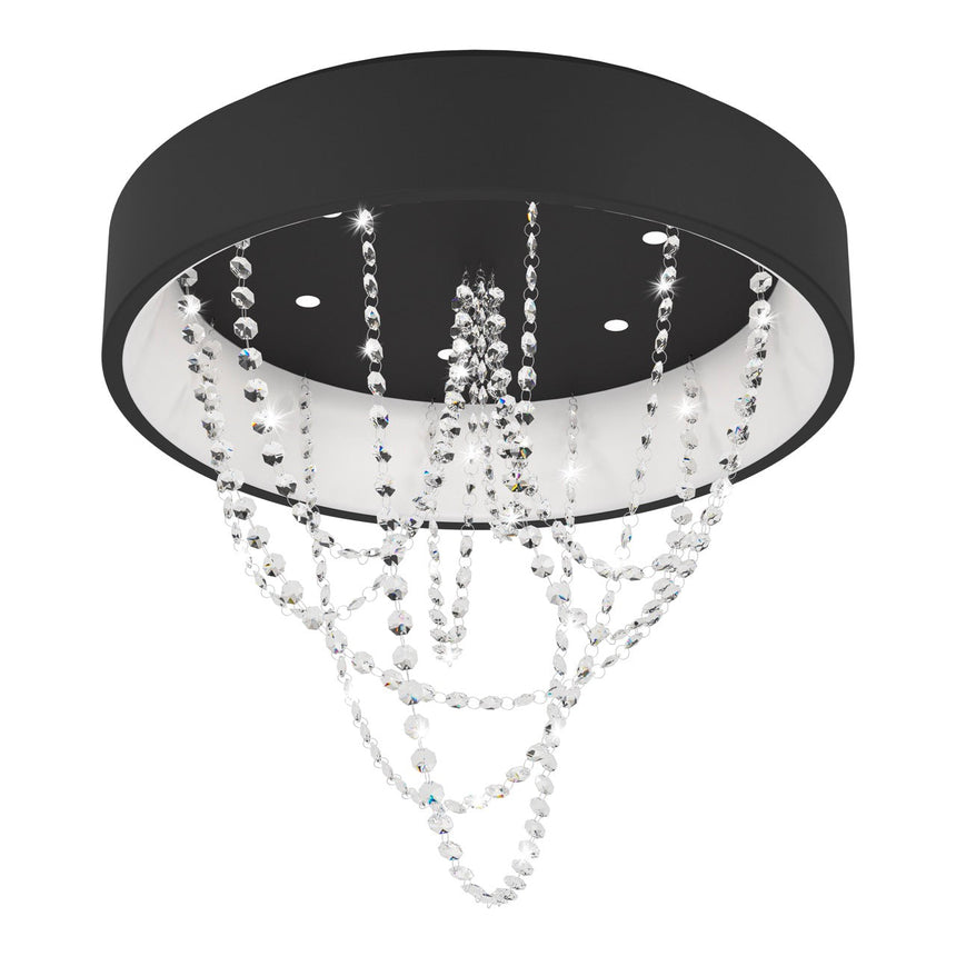 EGLO Berlona Plafón LED regulable 2 luces acero cristal negro claro 39762