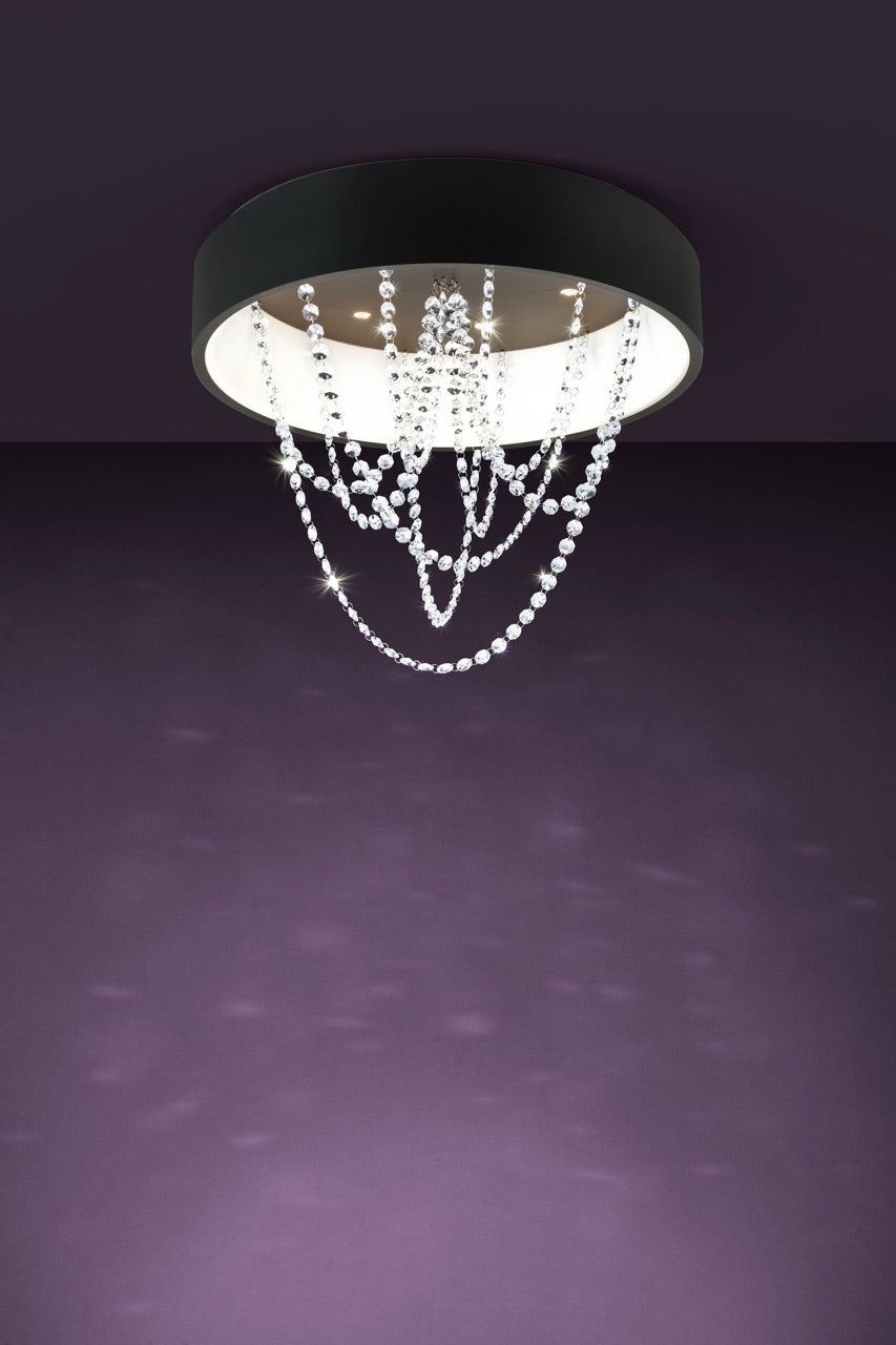 EGLO Berlona Plafón LED regulable 2 luces acero cristal negro claro 39762