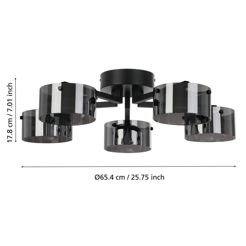 EGLO Copillos Plafón LED regulable acero vidrio vaporizado negro negro transparente 39874