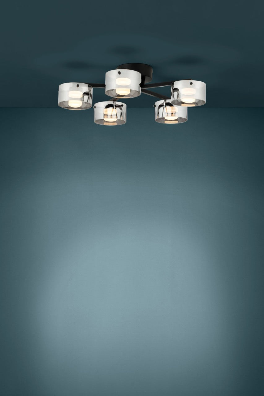 EGLO Copillos Plafón LED regulable acero vidrio vaporizado negro negro transparente 39874