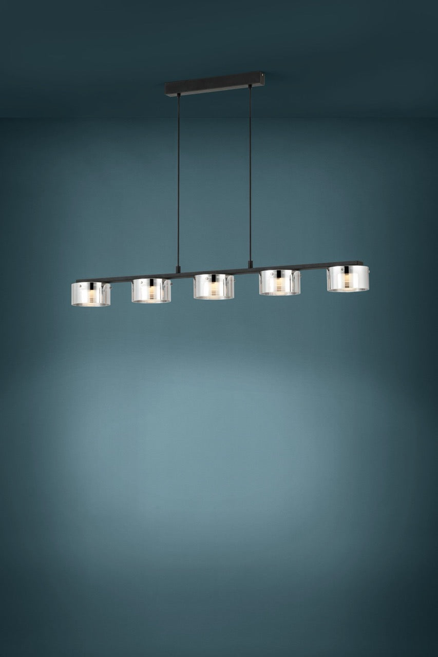 EGLO Copillos Lámpara de techo colgante LED regulable acero vidrio vaporizado negro negro transparente 39875