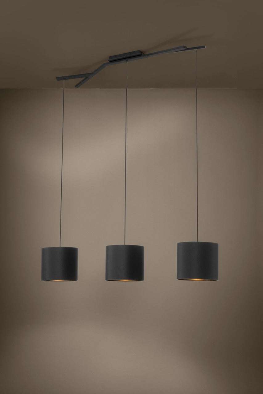 EGLO Balnario Lámpara de techo colgante acero textil negro negro 39886