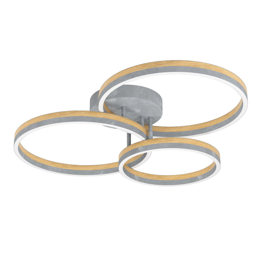 EGLO Cadinaro Plafón LED regulable 2 luces aceromadera plástico griscafé blanco 39895