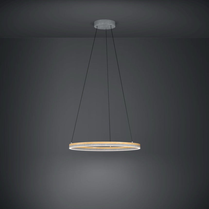 EGLO Cadinaro Lámpara de techo colgante LED regulable aceromadera plástico griscafé blanco 39896