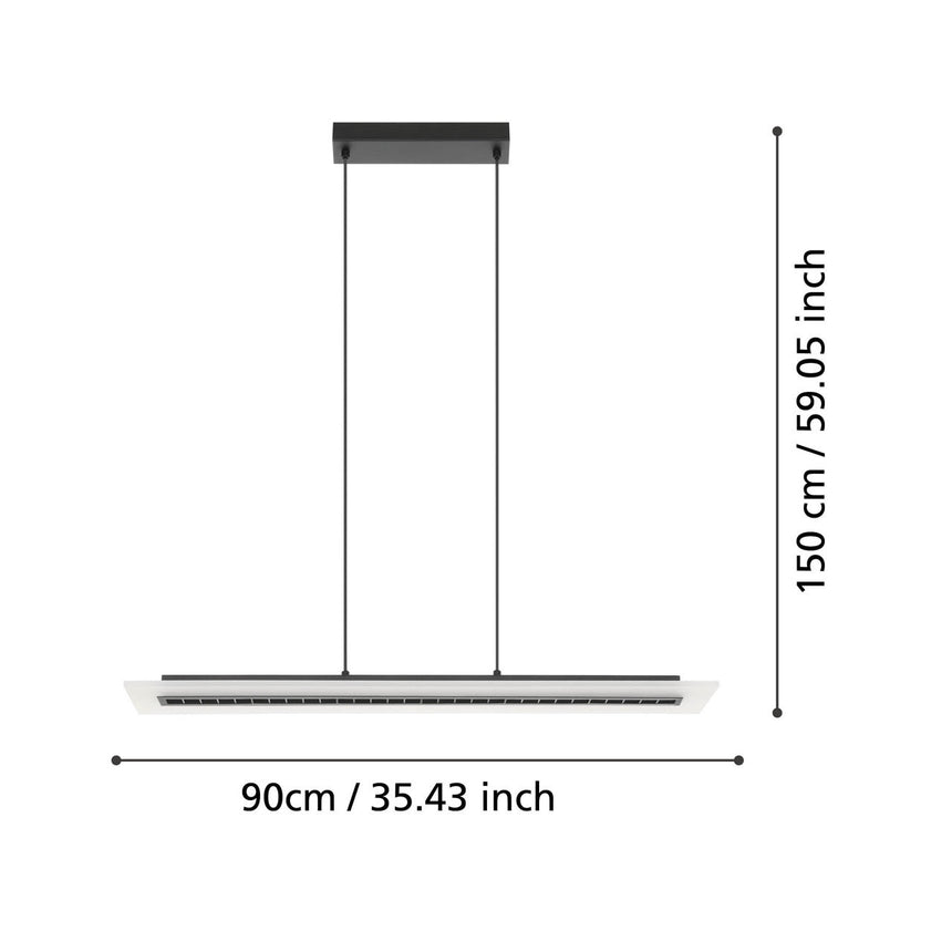 EGLO Bucita Lámpara de techo colgante LED regulable 2 luces acero plástico negro satinado 39901