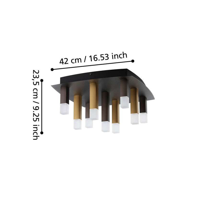 EGLO Estanterios Plafón LED regulable aluminioacero plástico negrocafédorado satinado 39905