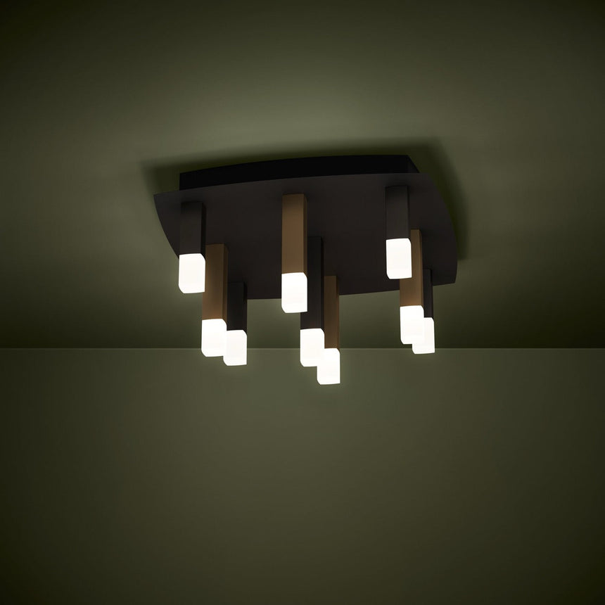 EGLO Estanterios Plafón LED regulable aluminioacero plástico negrocafédorado satinado 39905