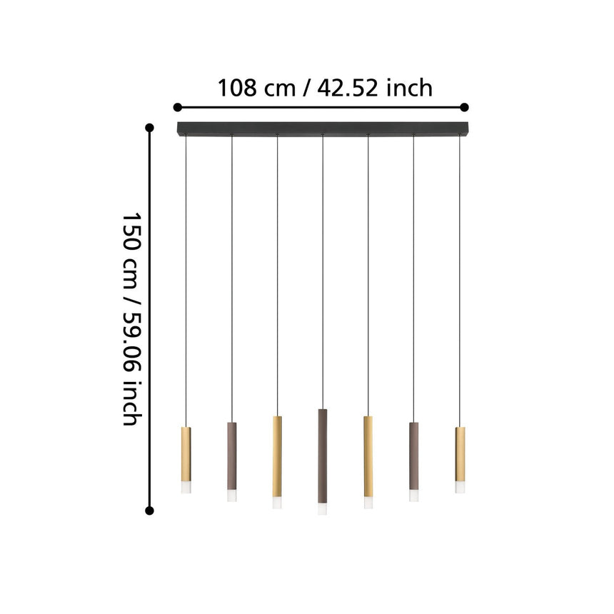 EGLO Estanterios Lámpara de techo colgante LED regulable aluminioacero plástico negrocafédorado satinado 39906