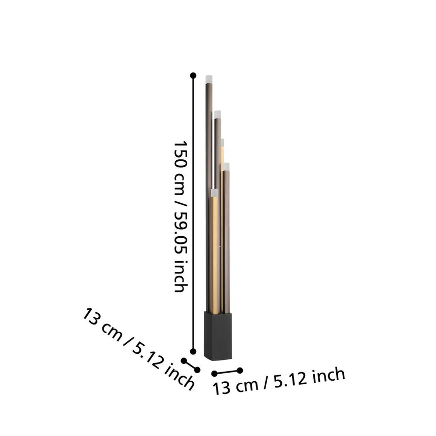 EGLO Estanterios Lámpara de pie LED regulable aluminioacero plástico negrocafédorado satinado 39908