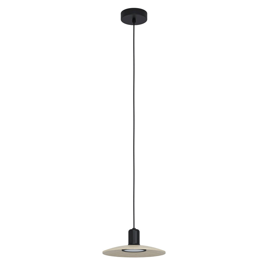 EGLO Mayazes Lámpara de techo colgante LED acero madera negro naturaleza 39911