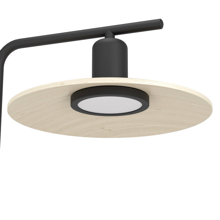 EGLO Mayazes Lámpara de pie LED acero madera negro naturaleza 39914