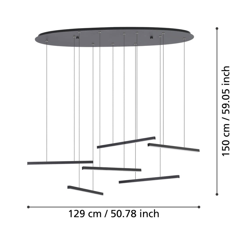 EGLO Lindoza Lámpara de techo colgante LED regulable acero plástico negro blanco 39915