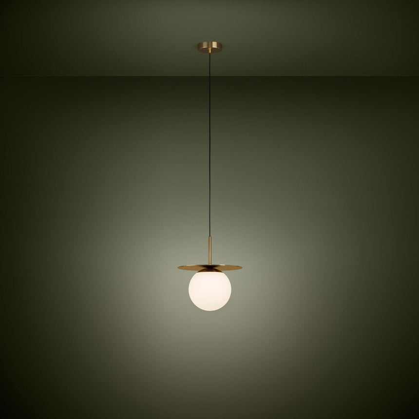 EGLO Arenales Lámpara de techo colgante acero vidrio opalino mate latón cepillado blanco 39952