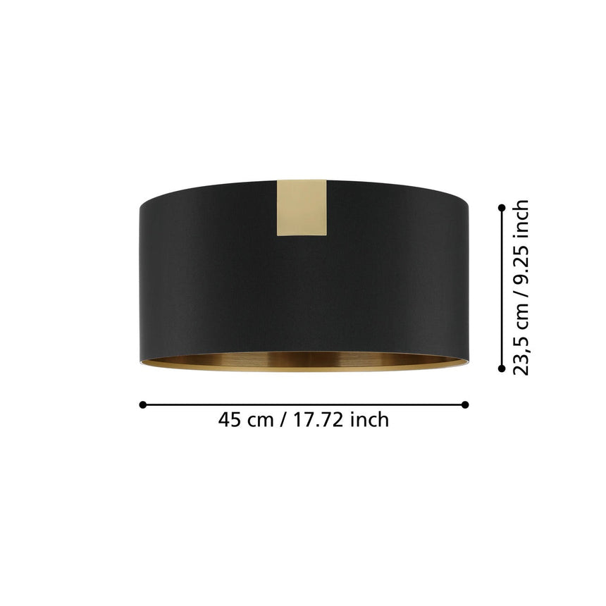 EGLO Tortola 1 Plafón acero textil negrolatón negrolatón 39963