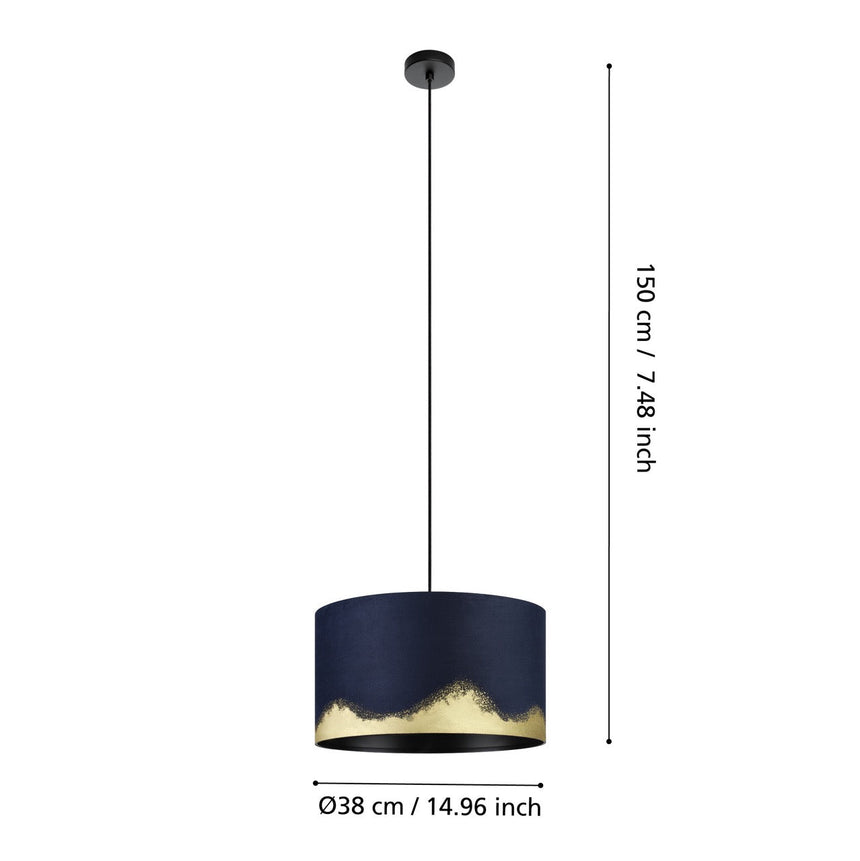 EGLO Casuarita Lámpara de techo colgante acero textil negro azuldorado 39973