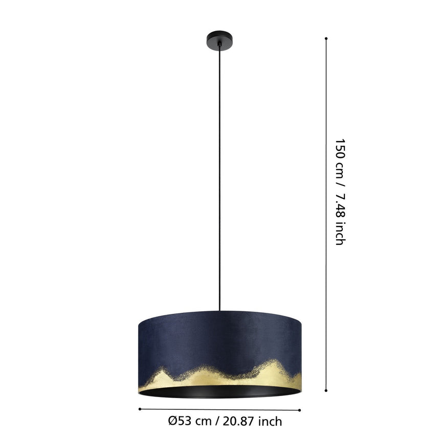 EGLO Casuarita Lámpara de techo colgante acero textil negro azuldorado 39974
