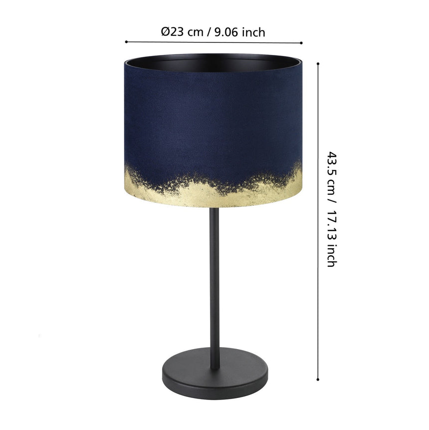 EGLO Casuarita Lámpara sobremesa acero textil negro azuldorado 39975