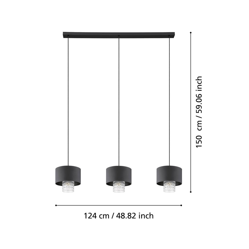 EGLO Sapuara Lámpara de techo colgante acero textilvidrio negro negroclaro 39978