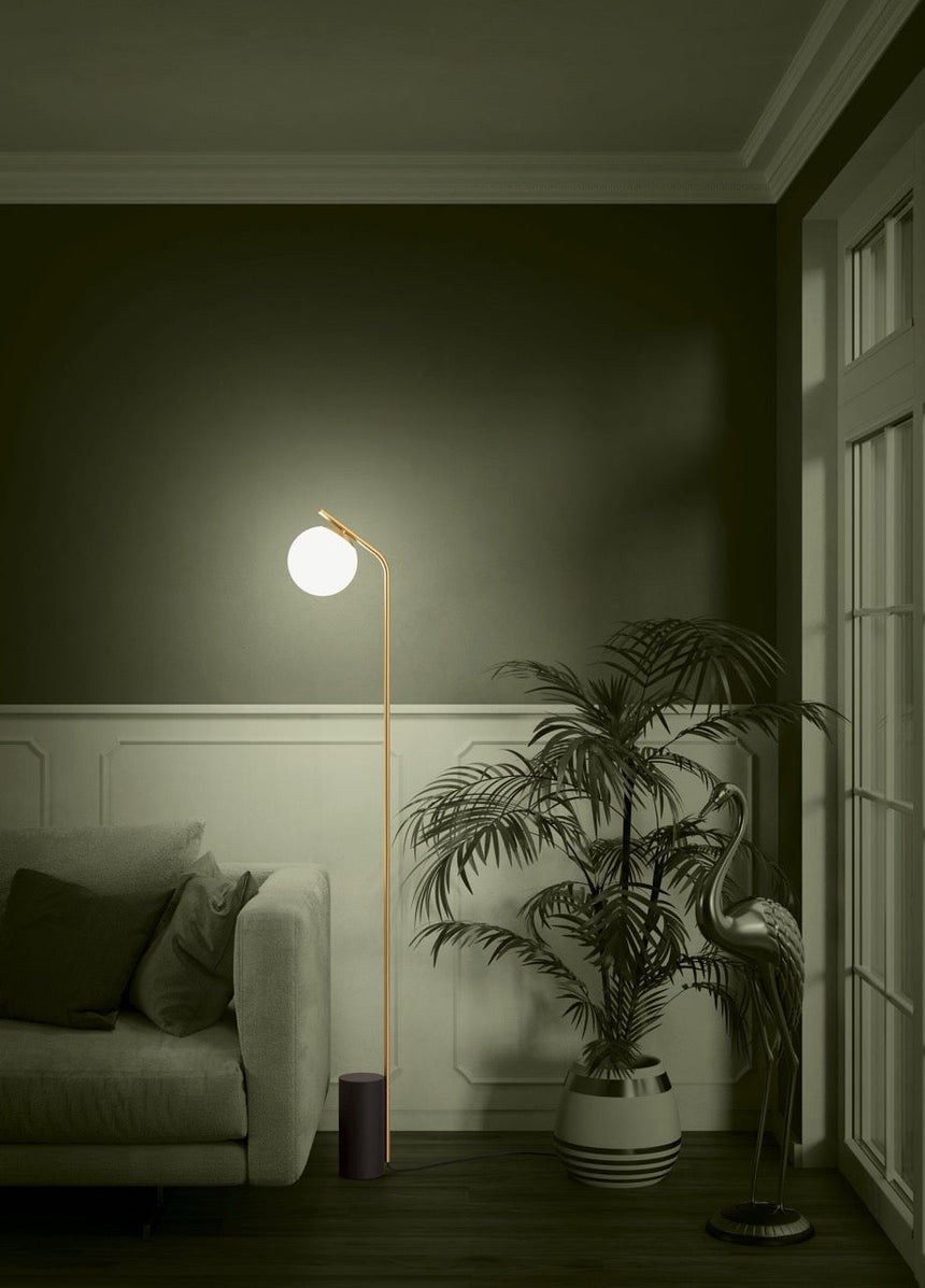 EGLO Betulia Lámpara de pie acero vidrio opalino mate negrolatón blanco 39981