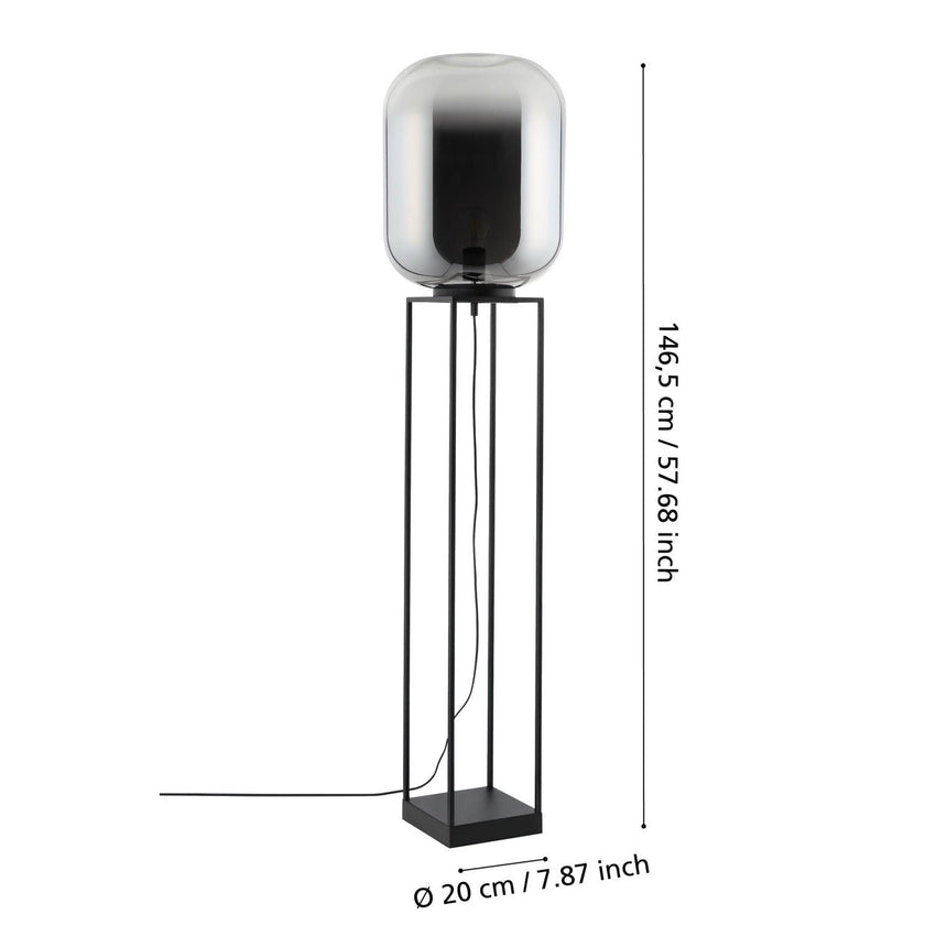 EGLO Bulciago Lámpara de pie acero vidrio vaporizado negro negro transparente 39989