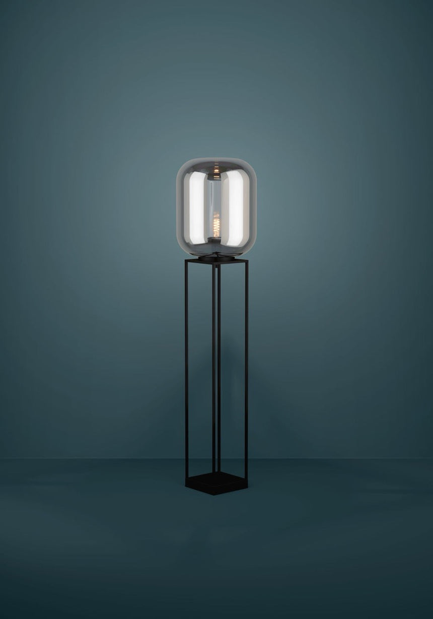 EGLO Bulciago Lámpara de pie acero vidrio vaporizado negro negro transparente 39989