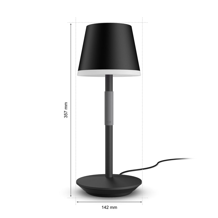 Philips Hue White and Color Ambiance Lámpara de mesa Go negro RGBW 6W IP54 871951440459500 - imagen 9