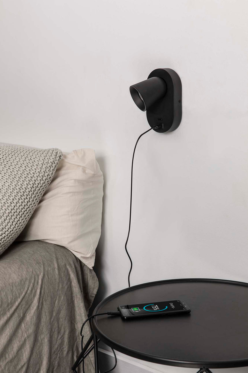 Lámpara de pared aplique Faro Corb negro mate 40136N