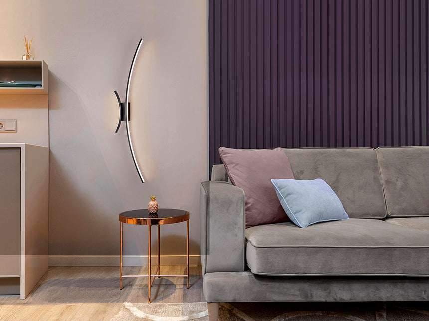 Schuller Curves Lámpara pared aplique curvado LED 3000K 2 luces negro mate 402767