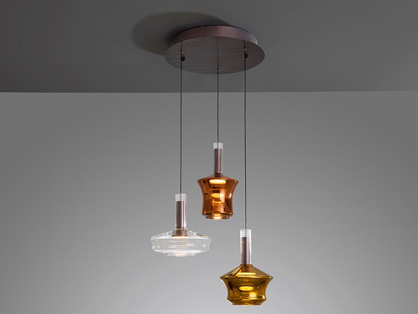 Lámpara de techo colgante Schuller Scarlett 3 luces bronce oscuro y varios colores 3000K 403122 - imagen 4