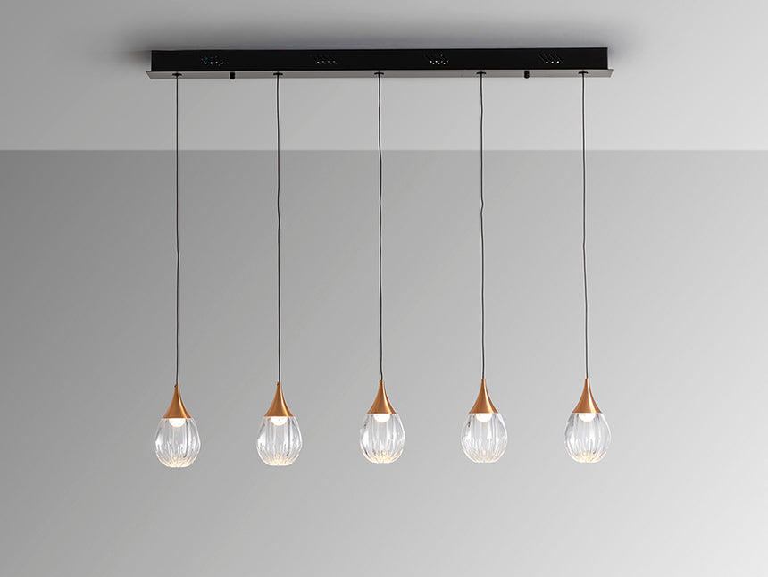 Schuller Corina 5-light pendant lamp with copper and black shades 403726